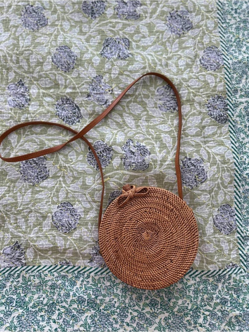 Woven Round Crossbody Bag in Light Brown